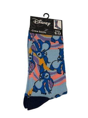 Blue Cartoon Alien Crew Socks Fun Colorful Mens 9-13 Novelty